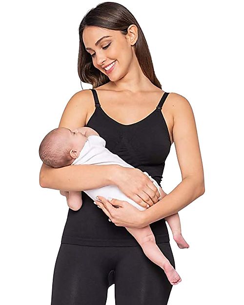 Seraphine Pack Tali - Set di 2 Canottiere Premaman e da Allattamento senza Cuciture - Rosa Cipria e Nero Canottiere