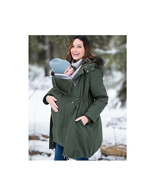 Seraphine Parka Premaman con Cappuccio Zorah - Kaki - Perfetto per l'inverno! Piumini