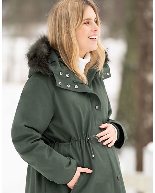 Seraphine Parka Premaman con Cappuccio Zorah - Kaki - Perfetto per l'inverno! Piumini