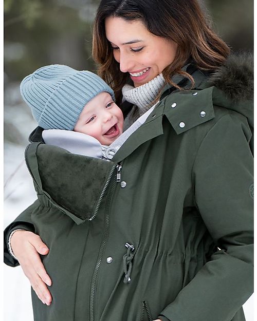 Seraphine Parka Premaman con Cappuccio Zorah - Kaki - Perfetto per l'inverno! Piumini