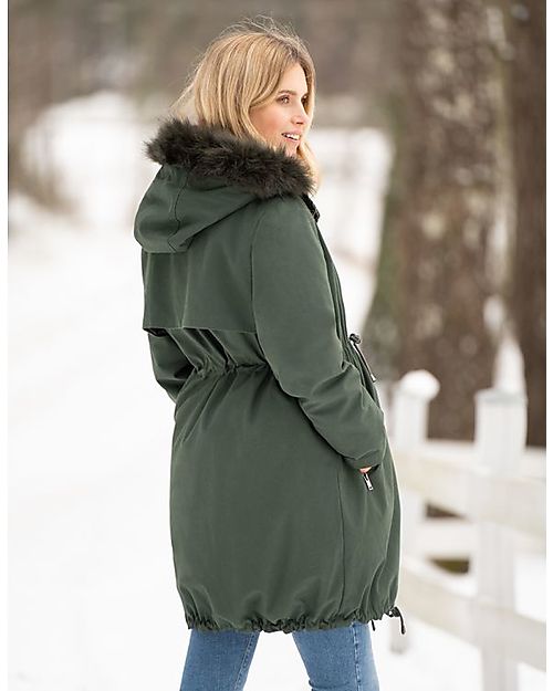 Seraphine Parka Premaman con Cappuccio Zorah - Kaki - Perfetto per l'inverno! Piumini