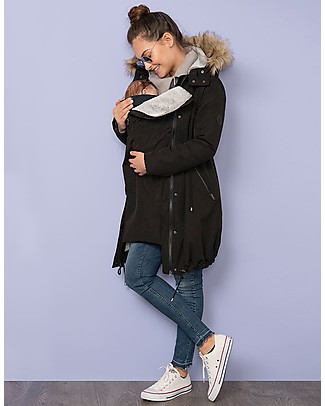 Seraphine Parka Premium Valetta Premaman e Copri Porta Bebè 3 in 1, Nero - Perfetto prima e dopo la gravidanza! Giacche