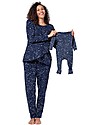 Seraphine Set Pigiama Premaman e Allattamento + Pigiama Bebè Aurora - Stelle Navy - Cotone Pigiami