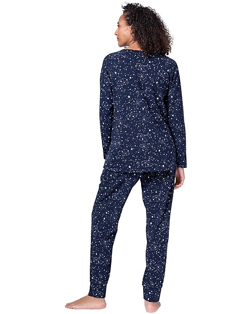 Seraphine Set Pigiama Premaman e Allattamento + Pigiama Bebè Aurora - Stelle Navy - Cotone Pigiami
