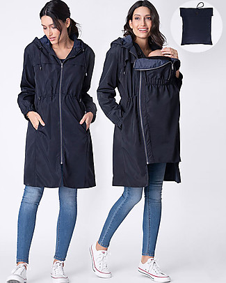 Seraphine Skylar, Impermeabile Premaman e Copri Porta Bebè 3 in 1, Navy - Perfetto prima e dopo la gravidanza Cappotti