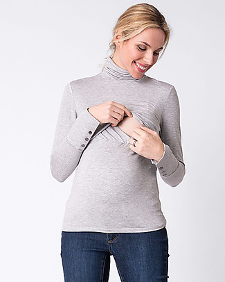 Seraphine Top Dolcevita Premaman e Allattamento Ember - Grigio - Bambù Maglie Manica Lunga