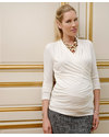 Seraphine Top Premaman e Allattamento - Scollo a V Incrociato - Avorio T-shirt