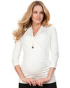 Seraphine Top Premaman e Allattamento - Scollo a V Incrociato - Avorio T-shirt