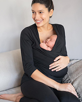 Seraphine Top Premaman e Portabèbè Pelle a Pelle con Maniche 3/4 Winifrid - Nero Maglie Manica Lunga