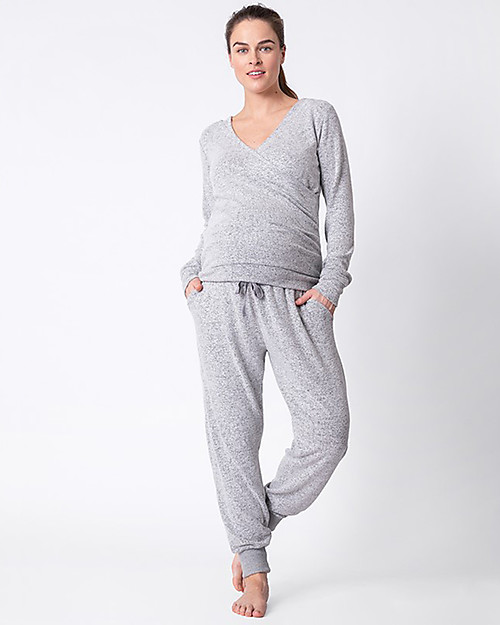 Seraphine Tuta Premaman Olympia - Grigio Chiaro Melange Pantaloni Lunghi