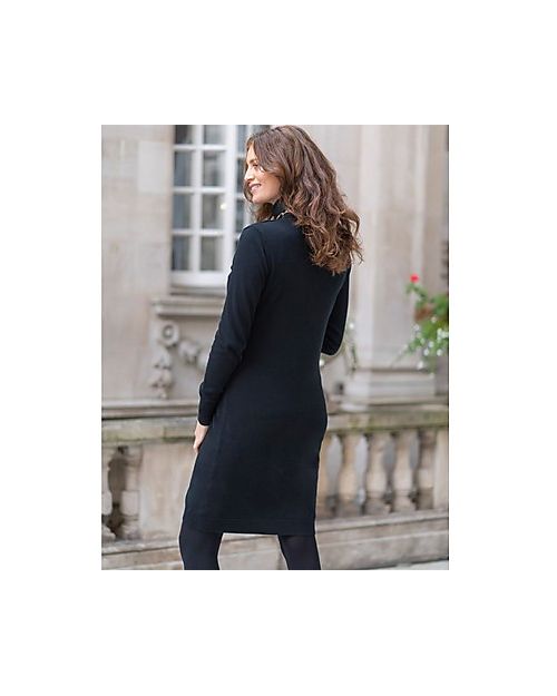 Seraphine Vestito Premaman e Allattamento Celia a Collo Alto - Nero - Cotone Vestiti_