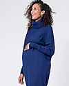 Seraphine Vestito Premaman e Allattamento Elena a Collo Alto - Navy - Cerniere Laterali Vestiti_
