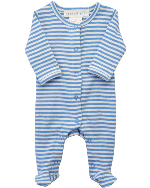 Serendipity Organics Tutina Neonati e Prematuri Righe Blu/Écru - Cotone Bio Tutine Lunghe