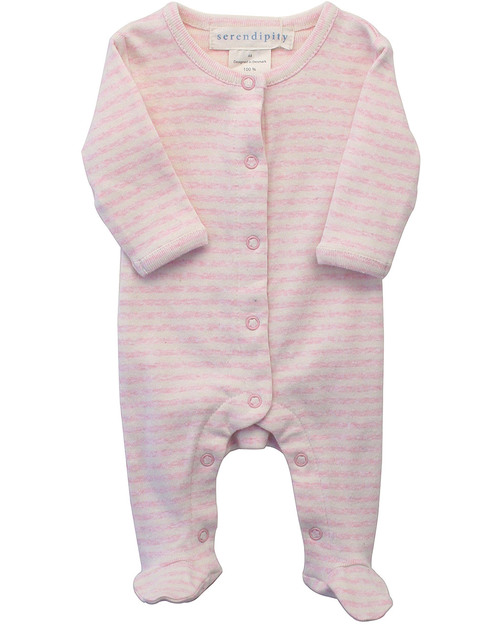 Serendipity Organics Tutina Neonati e Prematuri Righe Rosa/Écru - Cotone Bio Tutine Lunghe