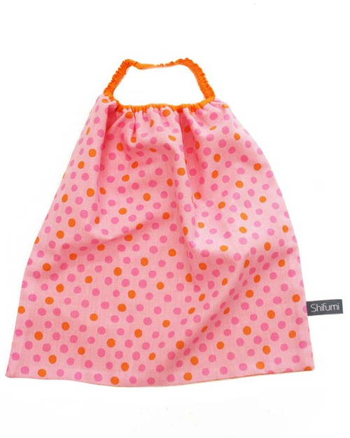 Shifumi Bavaglio con Elastico - Arancione a Pois 100% Cotone (Perfetto per l’asilo: si infila dalla testa senza lacci!) Bavagli con Elastico