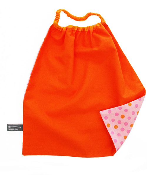 Shifumi Bavaglio con Elastico - Arancione a Pois 100% Cotone (Perfetto per l’asilo: si infila dalla testa senza lacci!) Bavagli con Elastico