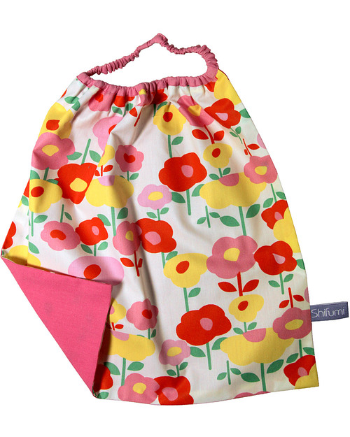 Shifumi Bavaglio con Elastico - Fiori 100% Cotone (Perfetto per l’asilo: si infila dalla testa senza lacci!) Bavagli con Elastico