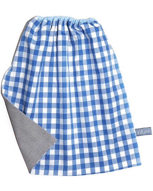 Shifumi Bavaglio con Elastico - Vichy Blu 100% Cotone (Perfetto per l’asilo: si infila dalla testa senza lacci!) - Bavagli con Elastico