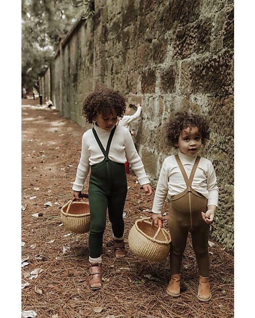 Silly Silas Calzamaglia con Bretelle senza Piedi - Dark Forest Green - 100% Cotone Bio Certificato GOTS Calze