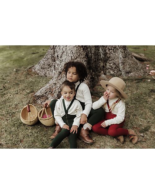 Silly Silas Calzamaglia con Bretelle senza Piedi - Dark Forest Green - 100% Cotone Bio Certificato GOTS Calze