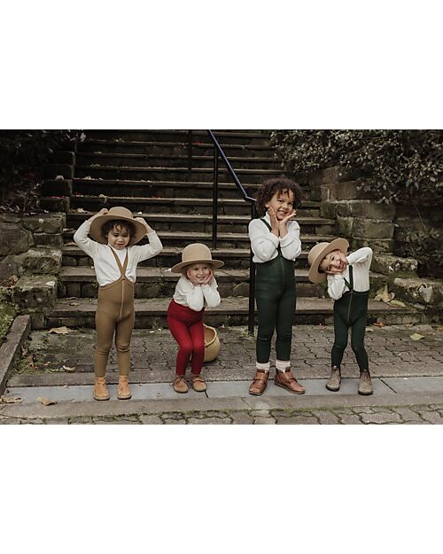 Silly Silas Calzamaglia con Bretelle senza Piedi - Dark Forest Green - 100% Cotone Bio Certificato GOTS Calze