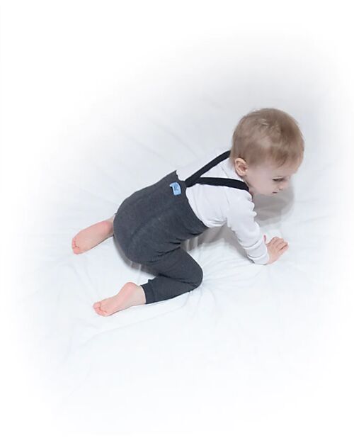 Silly Silas Calzamaglia con Bretelle senza Piedi - Dark Grey Blend - 100% Cotone Bio Certificato GOTS Calze