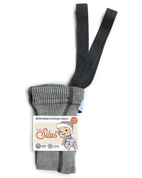 Silly Silas Calzamaglia con Bretelle senza Piedi - Granite Grey - Lana Merino e Cotone Bio Calze