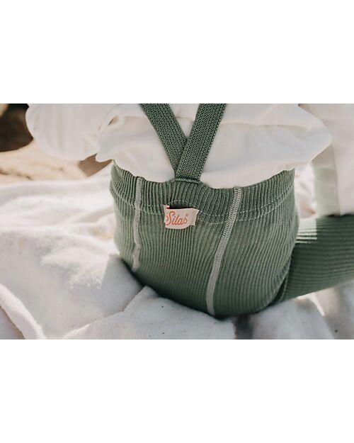 Silly Silas Calzamaglia con Bretelle senza Piedi - Matcha Oat Latte - 100% Cotone Bio Certificato GOTS Calze