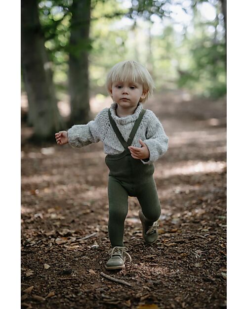 Silly Silas Calzamaglia con Bretelle - Verde Oliva - 100% Cotone Bio Certificato GOTS Calze