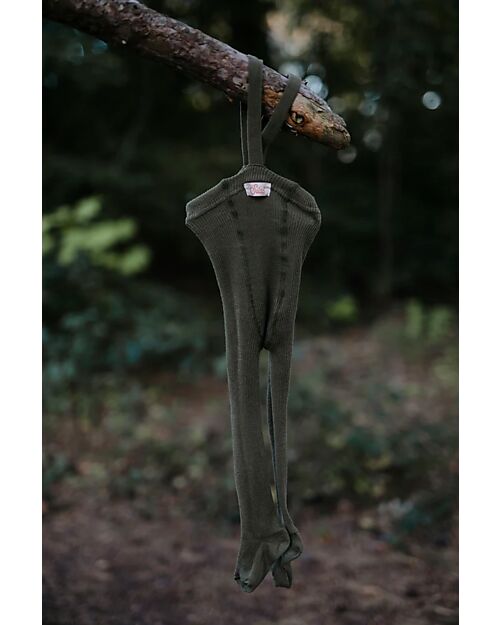 Silly Silas Calzamaglia con Bretelle - Verde Oliva - 100% Cotone Bio Certificato GOTS Calze