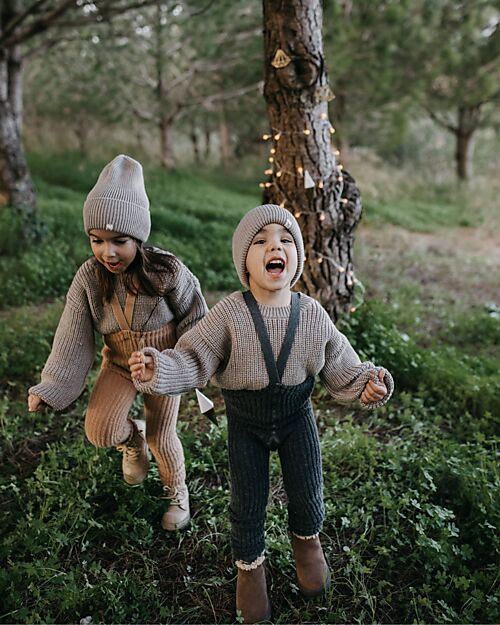 Silly Silas Calzamaglia Teddy con Bretelle senza Piedi - Grigio Scuro - Cotone Bio Calze