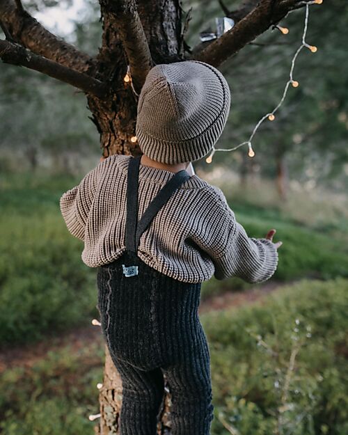Silly Silas Calzamaglia Teddy con Bretelle senza Piedi - Grigio Scuro - Cotone Bio Calze