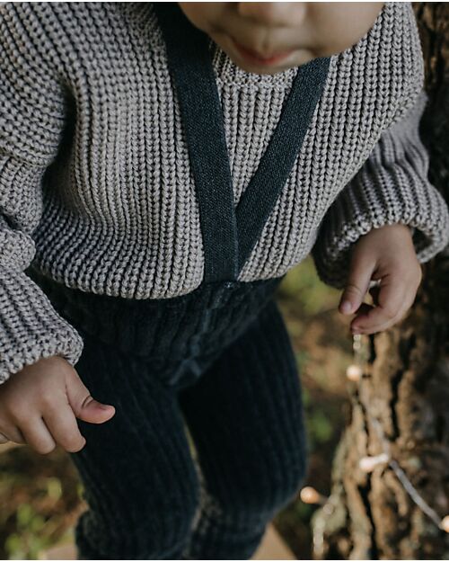 Silly Silas Calzamaglia Teddy con Bretelle senza Piedi - Grigio Scuro - Cotone Bio Calze