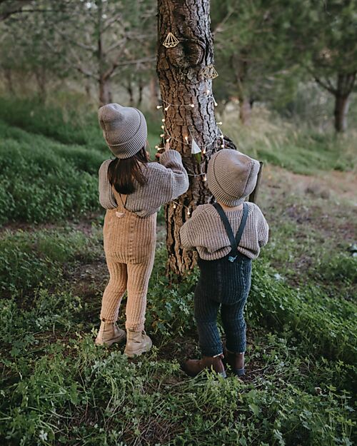 Silly Silas Calzamaglia Teddy con Bretelle senza Piedi - Grigio Scuro - Cotone Bio Calze