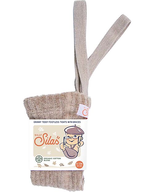 Silly Silas Calzamaglia Teddy con Bretelle senza Piedi - Peanut Blend - Cotone Bio Calze
