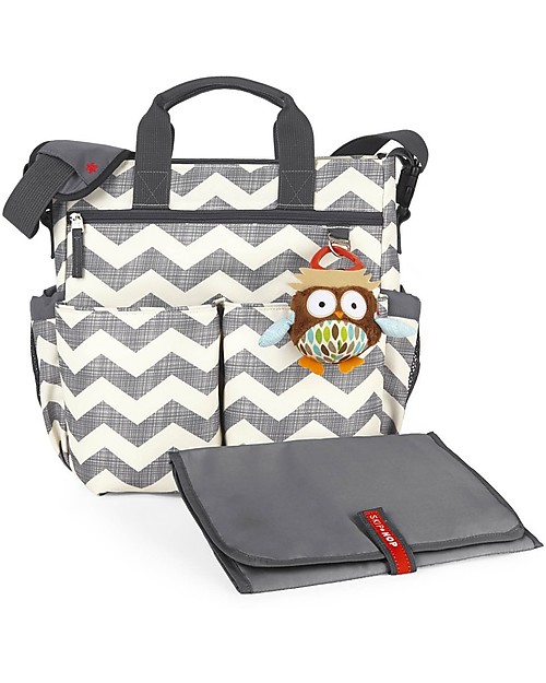Skip Hop Borsa Fasciatoio Duo Signature, Grigio Zig Zag - Include materassino cambio! Borse Cambio