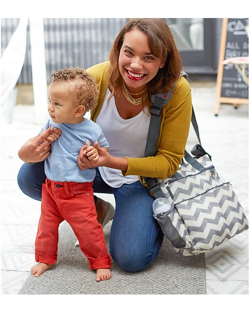 Skip Hop Borsa Fasciatoio Duo Signature, Grigio Zig Zag - Include materassino cambio! Borse Cambio