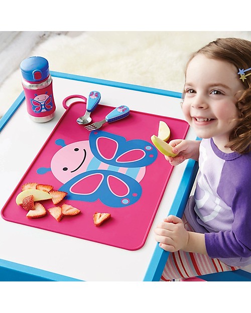 Skip Hop Tovaglietta Fold & Go in Silicone, Farfalla - 42 x 30,5 cm, Senza BPA, PVC, piombo, latex o ftalati Tovagliette_