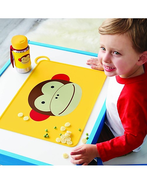 Skip Hop Tovaglietta Fold & Go in Silicone, Scimmietta - 42 x 30,5 cm, Senza BPA, PVC, piombo, latex o ftalati Tovagliette_