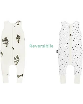 Sleepee Sacco Nanna Reversibile con Gambe - Jungle Plant Black Dots - TOG 2.5 - Cotone Oeko-Tex Sacchi Nanna