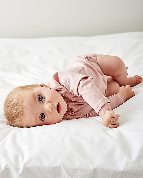 Smalls Aroha, Body a Maniche Lunghe in 100% Lana Merino, Rosa Body Manica Lunga
