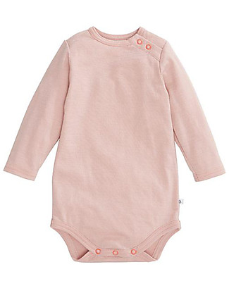 Smalls Aroha, Body a Maniche Lunghe in 100% Lana Merino, Rosa Body Manica Lunga
