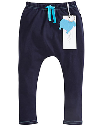 Smalls Aroha, Pantalone Baby 24/7 in 100% Lana Merino, Blu Pantaloni Lunghi