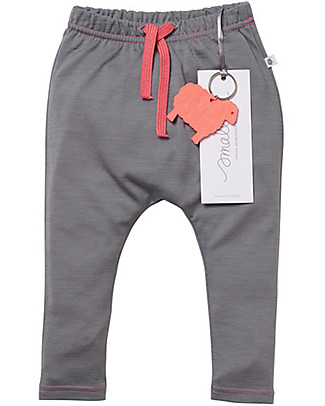 Smalls Aroha, Pantalone Baby 24/7 in 100% Lana Merino, Grigio Pantaloni Lunghi