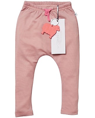 Smalls Aroha, Pantalone Baby 24/7 in 100% Lana Merino, Rosa Pantaloni Lunghi