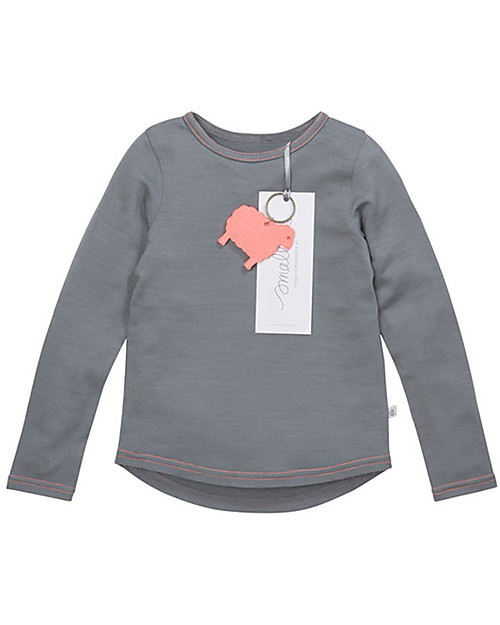 Smalls Maglia a Maniche Lunghe Bimba in 100% Lana Merino, Grigio Maglie Manica Lunga