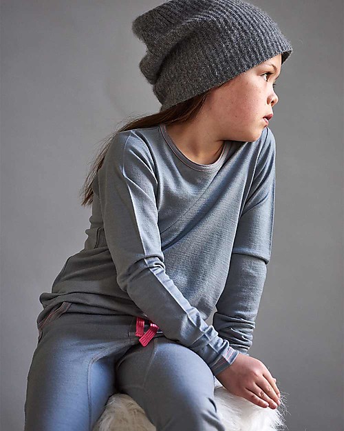 Smalls Maglia a Maniche Lunghe Bimba in 100% Lana Merino, Grigio Maglie Manica Lunga