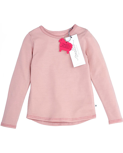Smalls Maglia a Maniche Lunghe Bimba in 100% Lana Merino, Rosa Maglie Manica Lunga