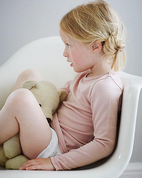 Smalls Maglia a Maniche Lunghe Bimba in 100% Lana Merino, Rosa Maglie Manica Lunga