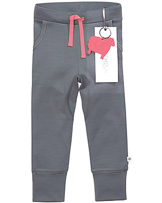 Smalls Pantalone Bambina 24/7 in 100% Lana Merino, Grigio Pantaloni Lunghi